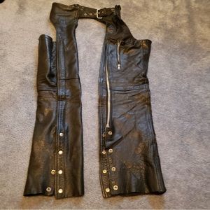 Xelement Men's Black Leather Chaps, Size 30.
